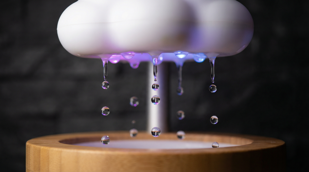 CloudDrop™ Rain Aroma Diffuser | Real Rain Sounds, 7-Color LED Night Light & Aromatherapy