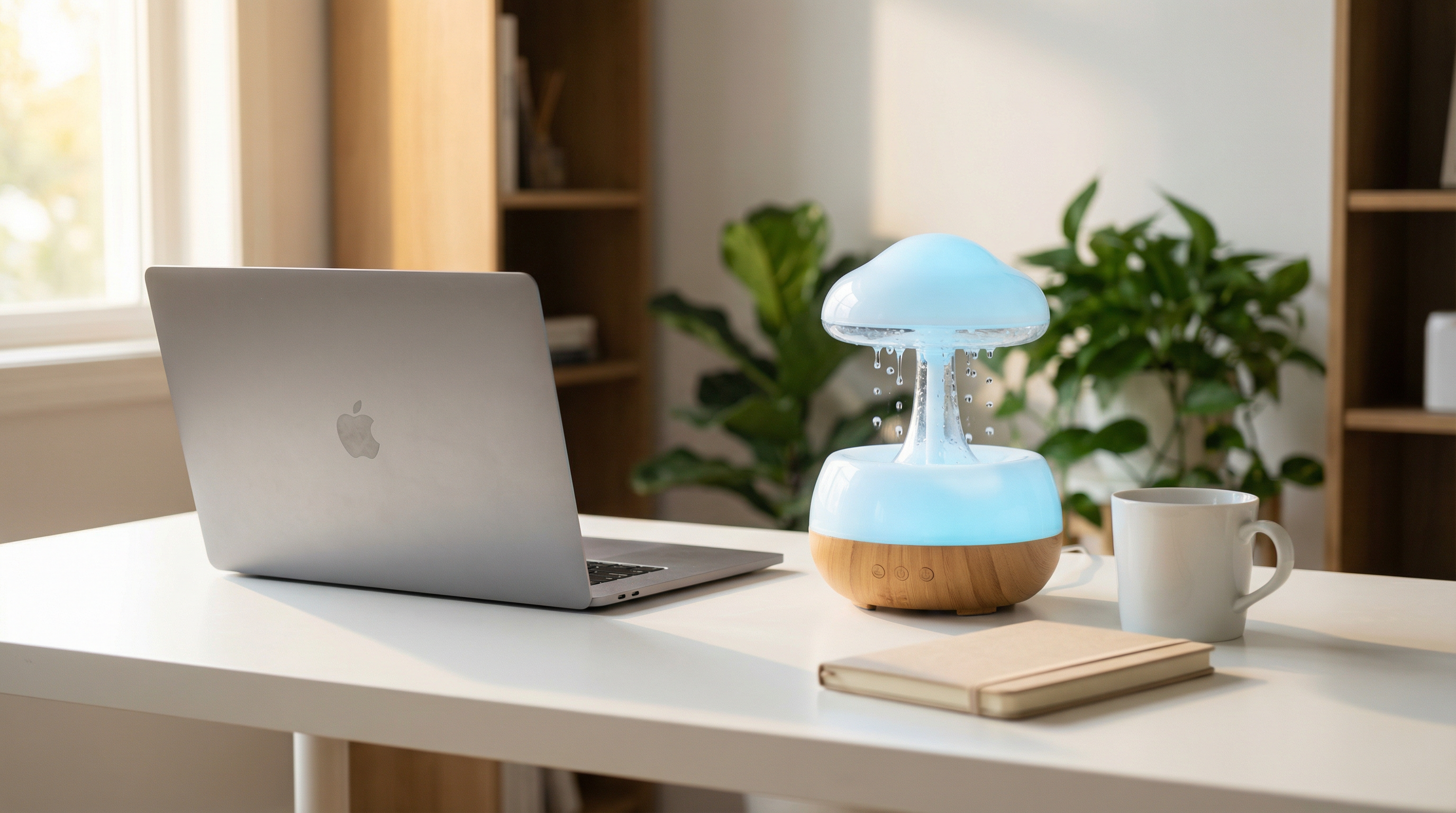 CloudDrop™ Rain Aroma Diffuser | Real Rain Sounds, 7-Color LED Night Light & Aromatherapy