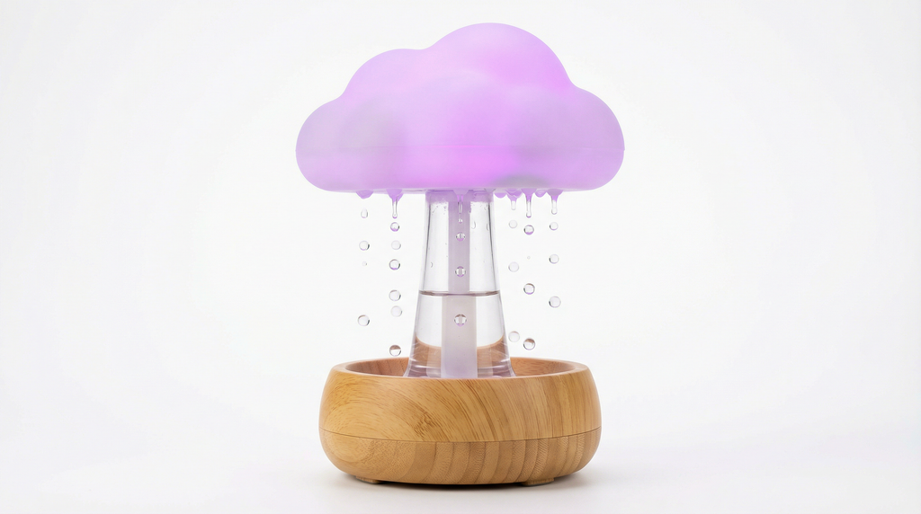 CloudDrop™ Rain Aroma Diffuser | Real Rain Sounds, 7-Color LED Night Light & Aromatherapy
